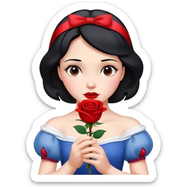 Snow White princess holding a red rose sticker