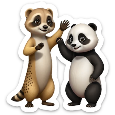 Meerkat high five a panda sticker