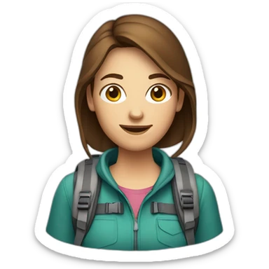 Female Backpacker with shortcut Brown hair sticker