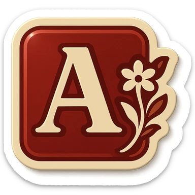 eastern plaque for letters, retro sticker style, burgundy and beige colors, minimalist floral ornament, soft shadows, transparent background sticker