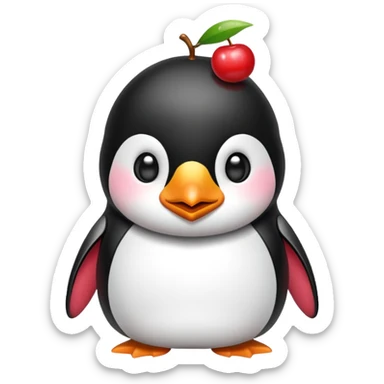 Penguin cherry face sticker