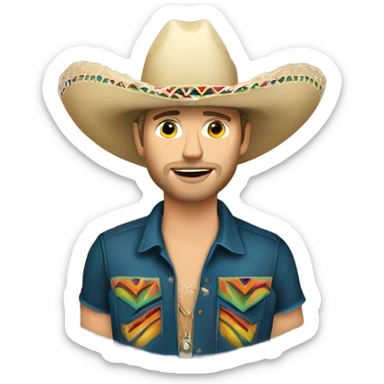 Caucasian male Country singer with Mexican sombrero sticker