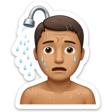 Man crying in shower sticker