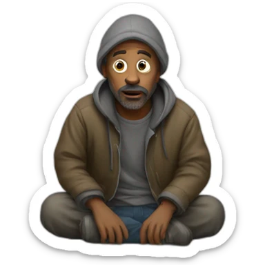 homeless man hungry sticker