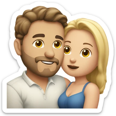 Caucasian chubby couple kissing sticker