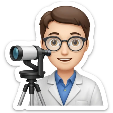 happy scientist observing with a telescope sticker