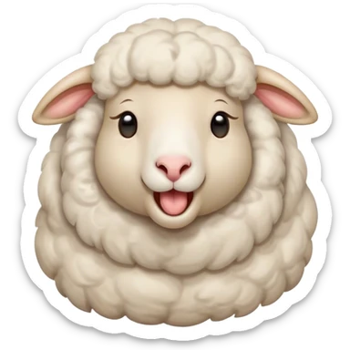 Cinematic Cute Yawning Sheep Portrait Emoji, Head tilted slightly with a dramatic, wide-open yawn, showcasing a soft, downy white fleece with gently drooping ears, round gentle eyes barely open in drowsy contentment, Simplified yet irresistibly adorable features, highly detailed, glowing with a soft, cozy glow, high shine, relaxed yet expressive, stylized with a touch of whimsical charm, bright and endearing, soft glowing outline, capturing the essence of a sleepy yet affectionate sheep, so drowsy it feels like it could stretch out of the screen and curl up for a nap! sticker