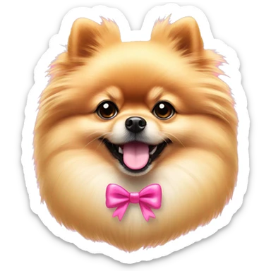 Pomeranian with pink bow on head sticker