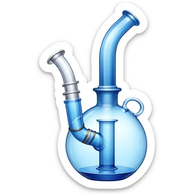 glass water pipe emoji style, transparent blue glass sticker