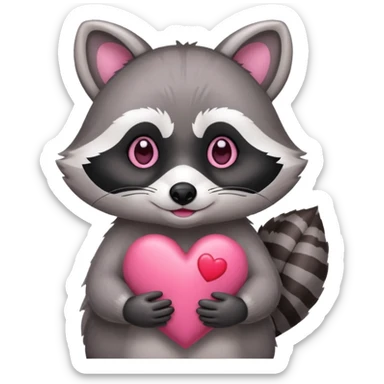 Raccoon with  heart sticker