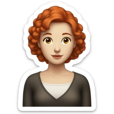 A girl with tall,  red hair, brown eyes And white skin  sticker