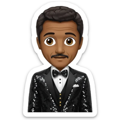 Sammy Davis Jr with dark brown hair, black sequin outfit sticker