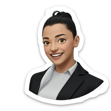 smiling girl in black jacket sticker