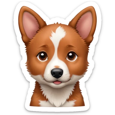 Red heeler puppy with one ear up and one ear down sticker