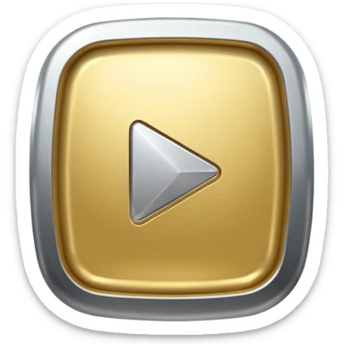 YouTube golden play button with silver edges. make it caricature type sticker