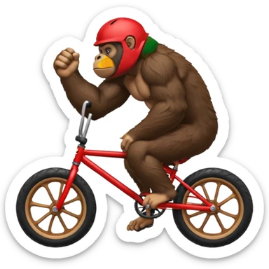 Gorilla wheeling a red BMX bike sticker