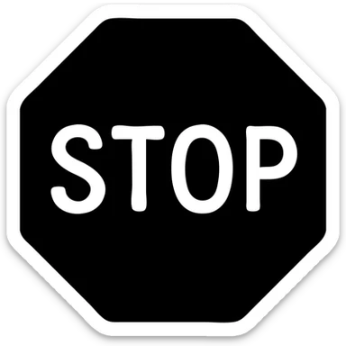 the word STOP in soft blue-grey color, solid filled icon style, monospaced font sticker