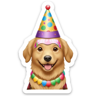 golden retriever at a birthday party sticker