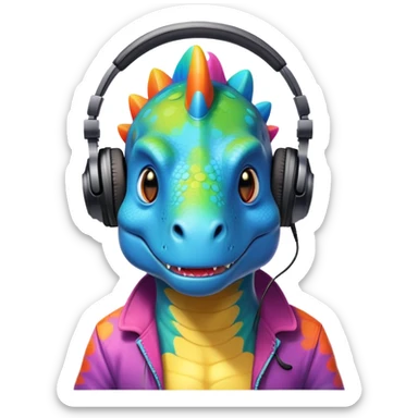 Dinosaurio muy bonito músico DJ sticker