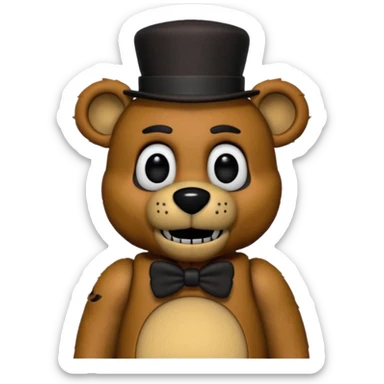 Freddy Fazbear with black and tiny hat from Five Nights At Freddy's Movie sticker