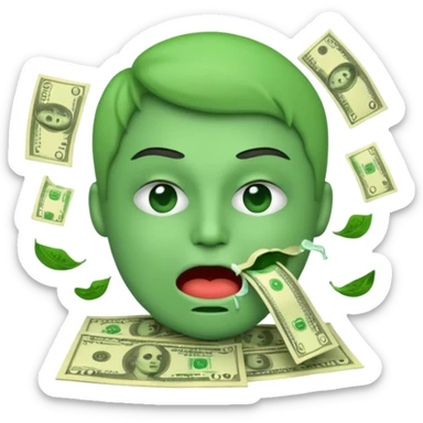 🤑 Money-Mouth Face Emoji, but vomiting instead of a tongue sticking out
 sticker