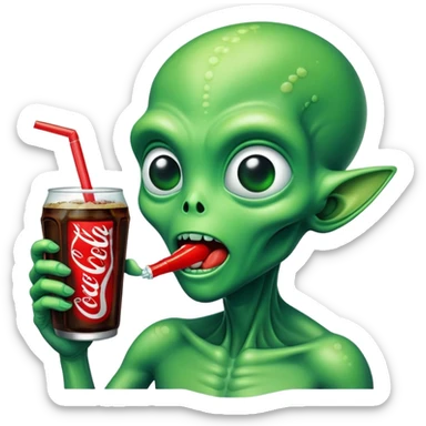 alien enjoying a cold Coke sticker