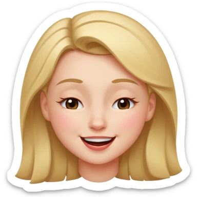 Girl winking with her left eye closed, happy face,  sticker