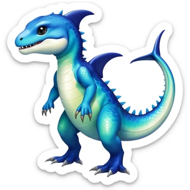 white blacks colorful gradient shiny glossy Fakémon-Digimon-orca-reptile-dragon-lizard-creature-hybrid (full body) sticker