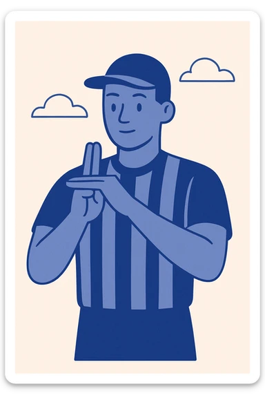 referee in basketball uniform, calm, showing technical foul hand gesture, minimal style sticker