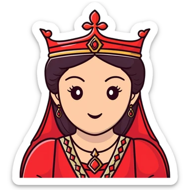 Ottoman queen with red dress and crown, imperial Turkish royal attire sticker