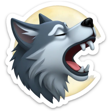 wolf howling at the moon and crying sticker