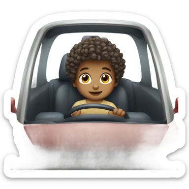 Baby boy with curly hair driving a car  sticker