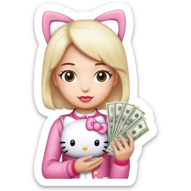 Money hello kitty sticker