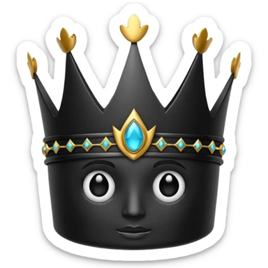 the black crown has a face sticker