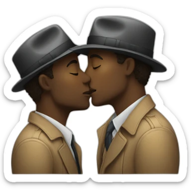 Black man detective kisses white man detective  sticker