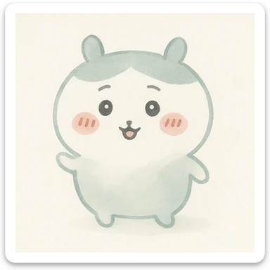 chiikawa character, watercolor art style, soft background sticker