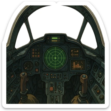 the inside of a spacefighter cockpit sticker