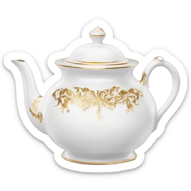 white and gold detailed victorian porcelain tea pot sticker