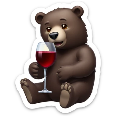 Bear drink red wine sticker