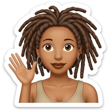 Black woman with locs saying hi sticker