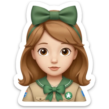 scout girl with bow on hair sticker