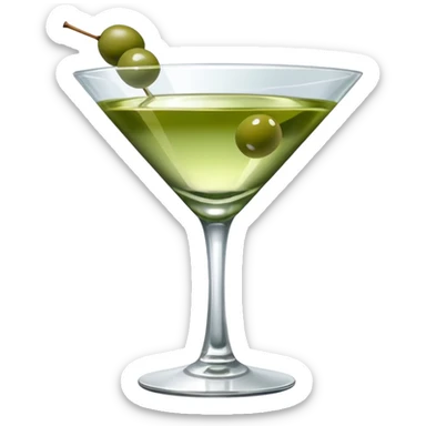 martini with 3 green khaki olives. liquid should be a bit more of a clear color. fancy  sticker