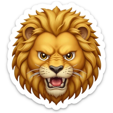 angry lion with fangs, front face  sticker