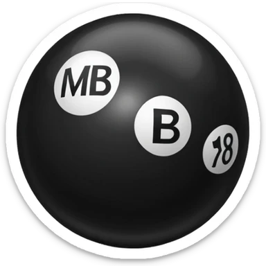 Black pull Ball with MB written on it. Nothing else no holes. sticker