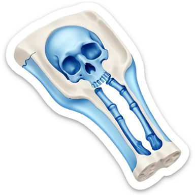 3D render of Broken Bone Cast, X-Ray imaging aesthetic, translucent materials showing internal structure, white plaster cast with a blue ghost overlay showing the break, medical scan style, emoji style, isolated on white background --v 6.0. sticker