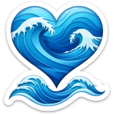 ocean heart with letter A sticker