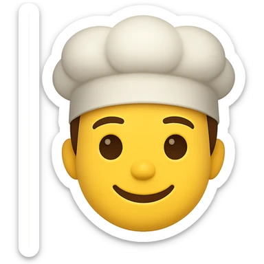 face with chef hat emoji, digital illustration, no background sticker