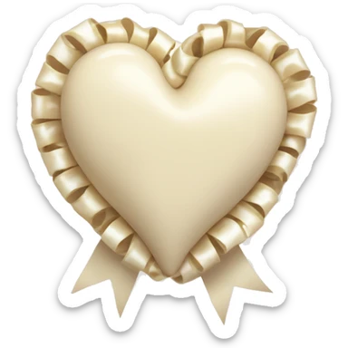 Cream heart with cream ribbons sticker