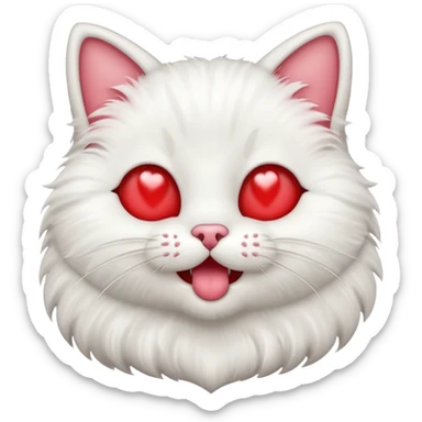 Cat with popping out love heart eyes and mouth open sticker