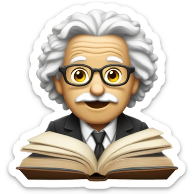 ola hecha con libros y Einstein encima surfeando sticker